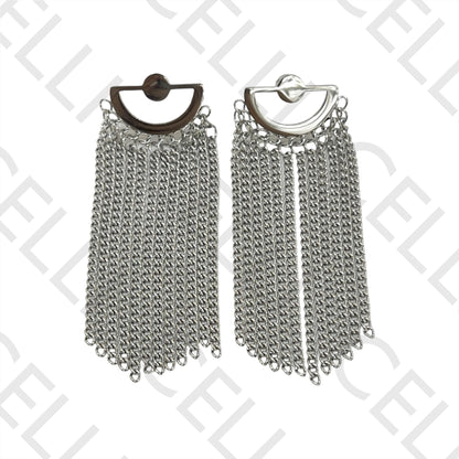 钢制耳环 - 带流苏