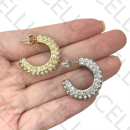 Brinco Argola de Aço - zirconias