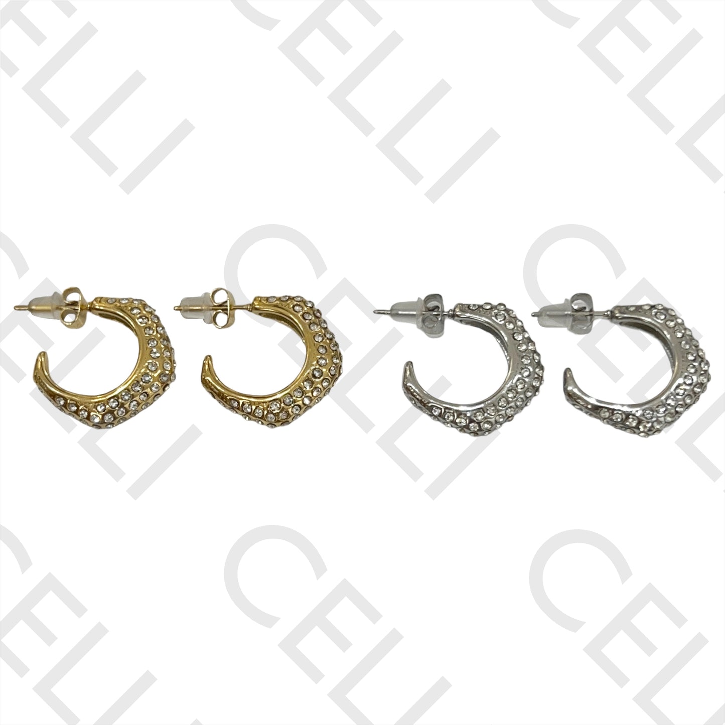 Steel Hoop Earring - Zirconias