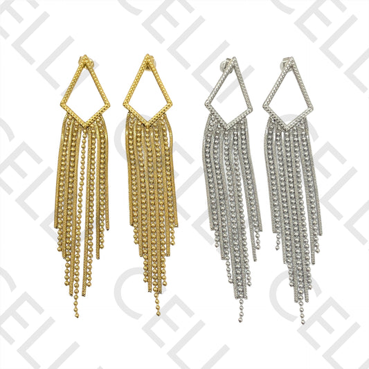 不锈钢耳环 - 带流苏