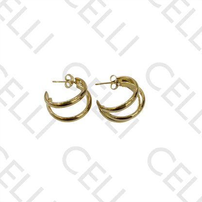 Brincos Argola de Aço - triplo achatado liso