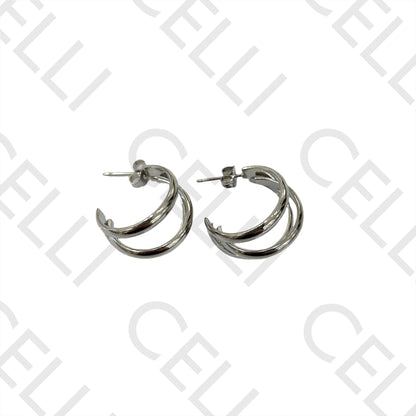 Brincos Argola de Aço - triplo achatado liso
