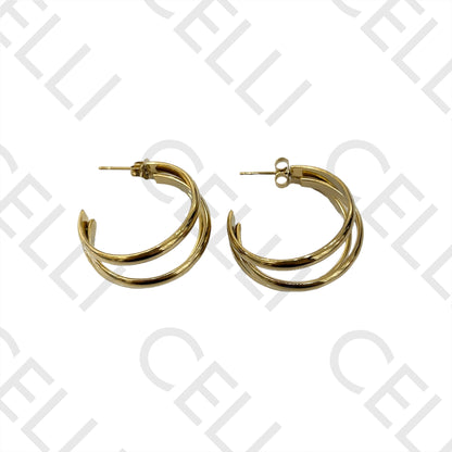 Brincos Argola de Aço - triplo achatado liso