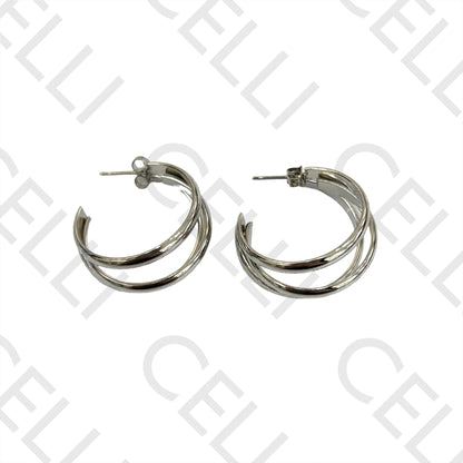 Brincos Argola de Aço - triplo achatado liso