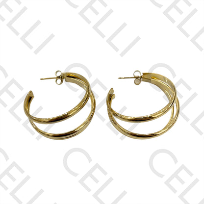 Brincos Argola de Aço - triplo achatado liso