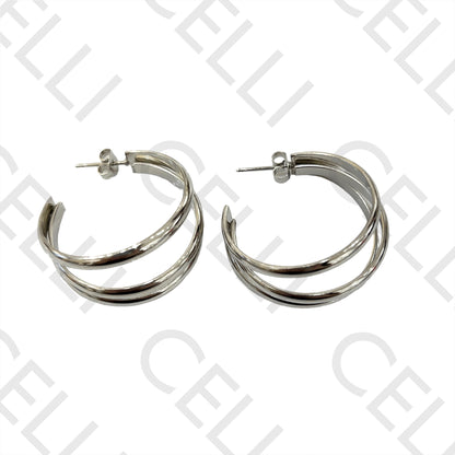 Brincos Argola de Aço - triplo achatado liso