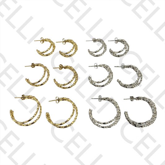 Brincos Argola de Aço - triplo detalhado