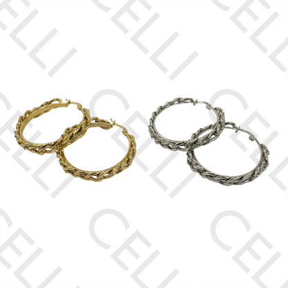 Steel Hoop Earrings - chain