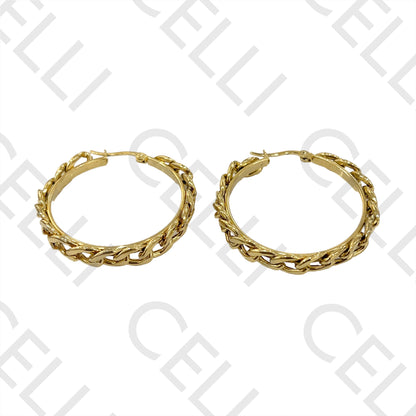 Steel Hoop Earrings - chain