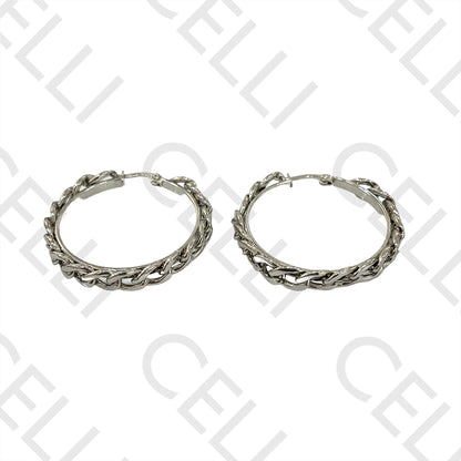 Steel Hoop Earrings - chain
