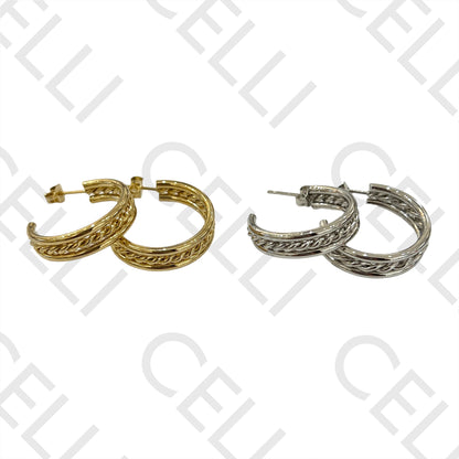 Twisted Steel Hoop Earrings