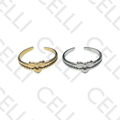 Steel Ring - loop and heart