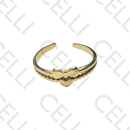 Steel Ring - loop and heart