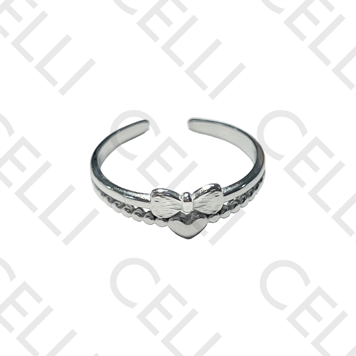 Steel Ring - loop and heart