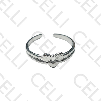 Steel Ring - loop and heart