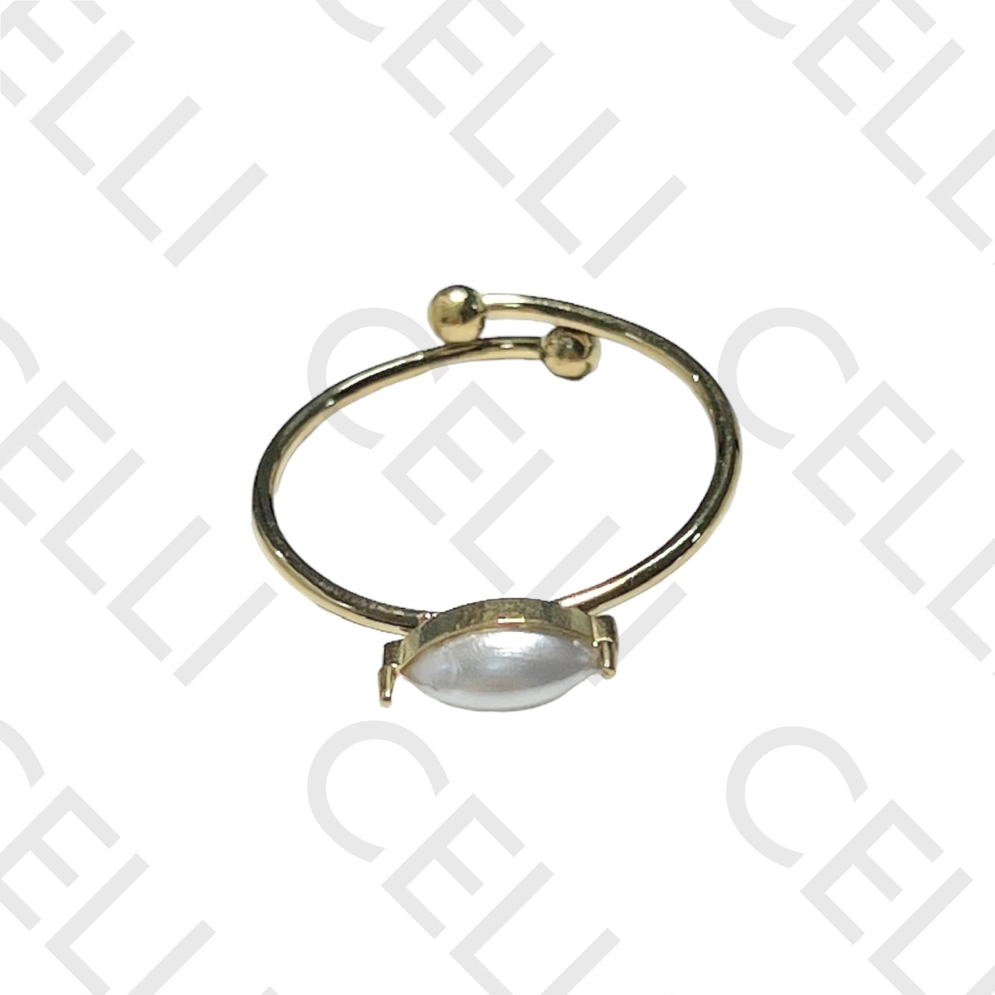 Steel Ring - Oval Pearl
