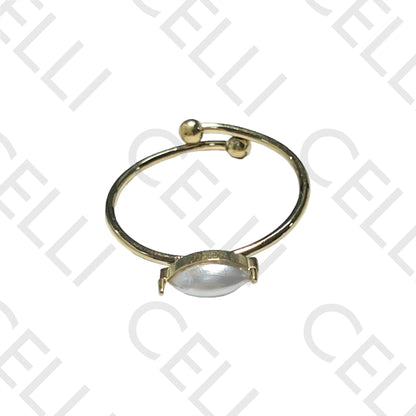 Steel Ring - Oval Pearl