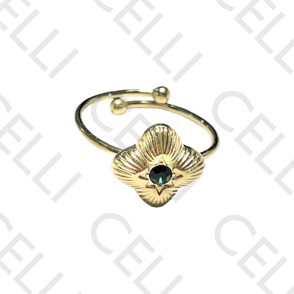 Steel Ring - Bright Colorful Clover