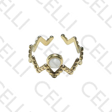 Cargar imagen en el visor de la galería, Anillo de acero - zig-zag con piedra natural
