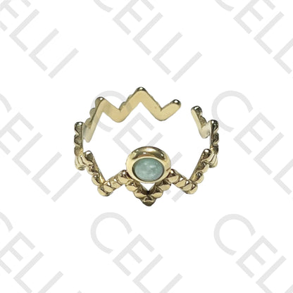 Steel Ring - zig-zag with natural stone
