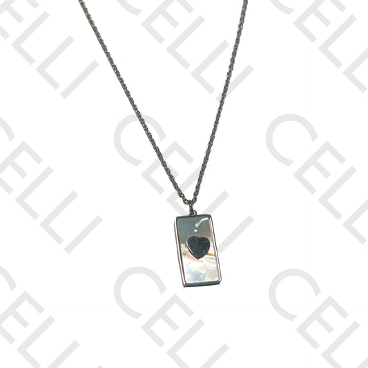 Steel Necklace - Mother-of-Pearl with Heart