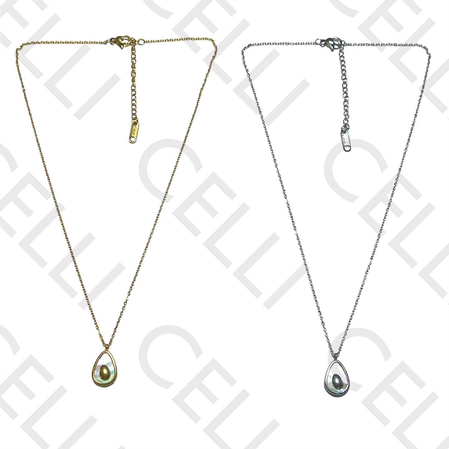 钢质项链 - 牛油果母贝