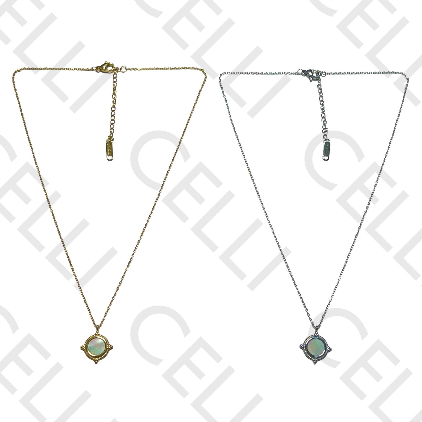 Steel necklace - mother-of-pearl