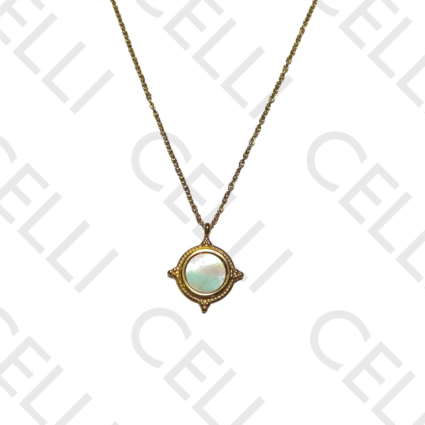 Steel necklace - mother-of-pearl