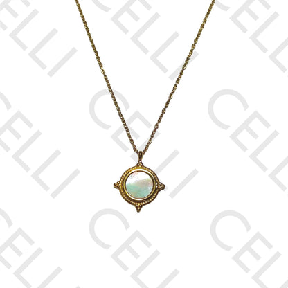 Steel necklace - mother-of-pearl