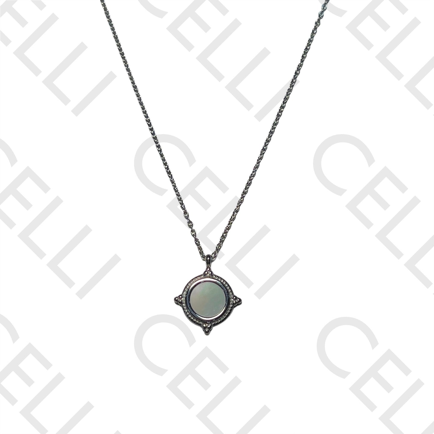 Steel necklace - mother-of-pearl