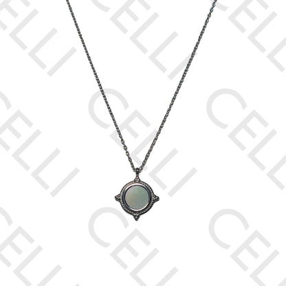 Steel necklace - mother-of-pearl
