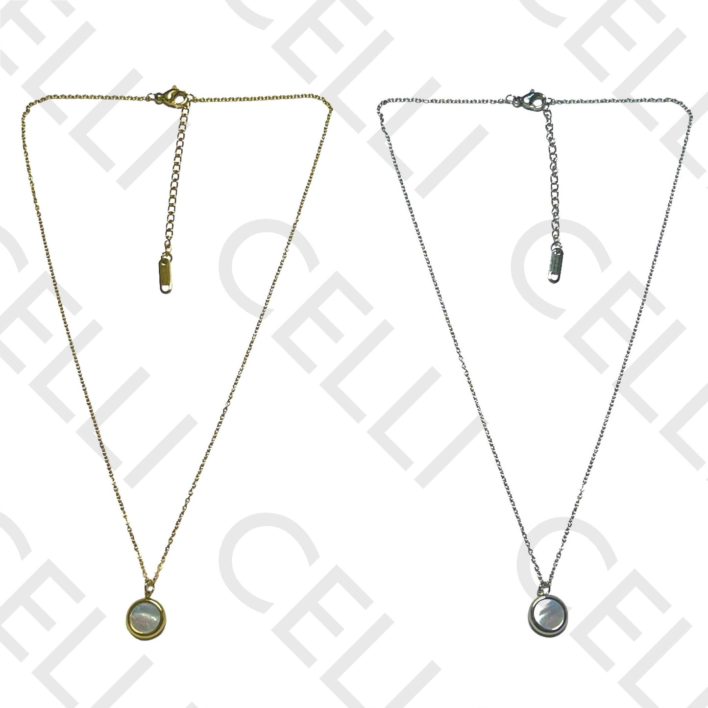 Colar de Aço - madrepérola redonda, smile na traseira