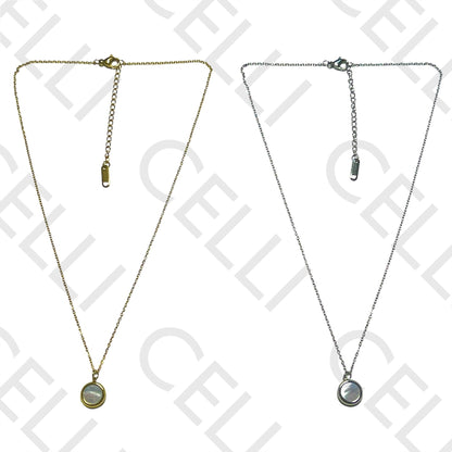 Colar de Aço - madrepérola redonda, smile na traseira