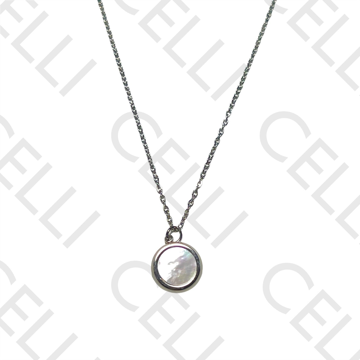 Colar de Aço - madrepérola redonda, smile na traseira