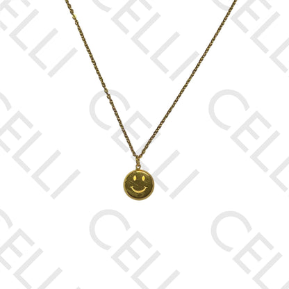 Colar de Aço - madrepérola redonda, smile na traseira