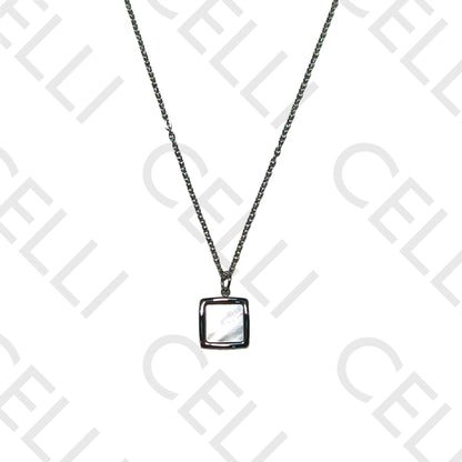 Steel Necklace - Square Mother-of-Pearl