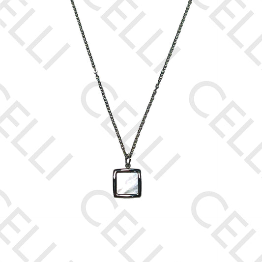Steel Necklace - Square Mother-of-Pearl