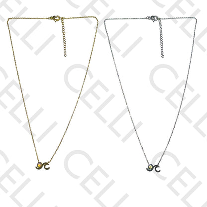 钢质项链 - 带天然石的波浪