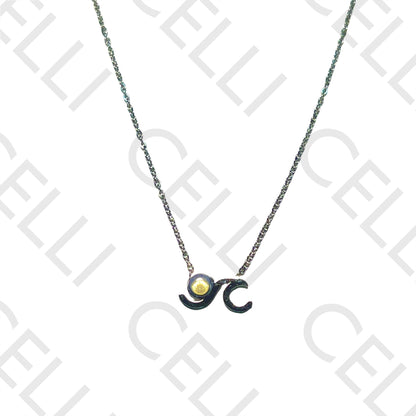 钢质项链 - 带天然石的波浪