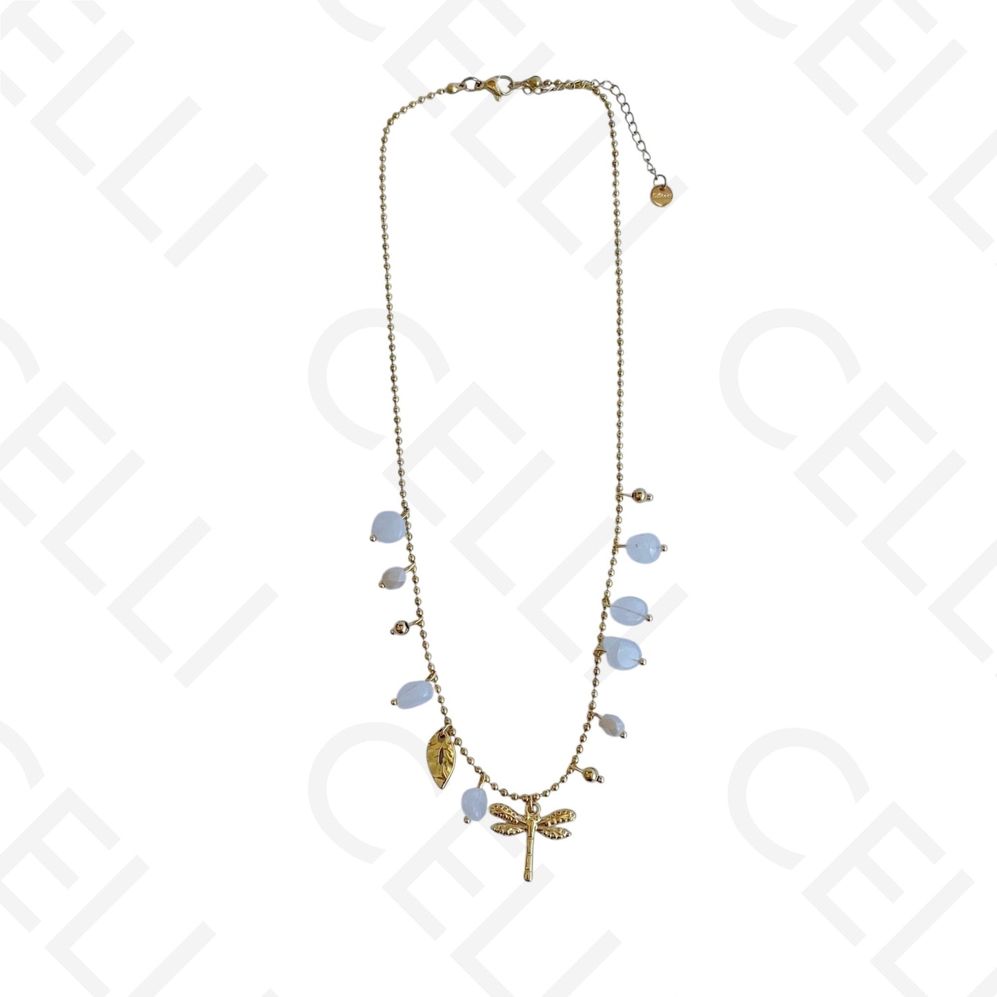 Collar de acero - piedras de colores, libélula