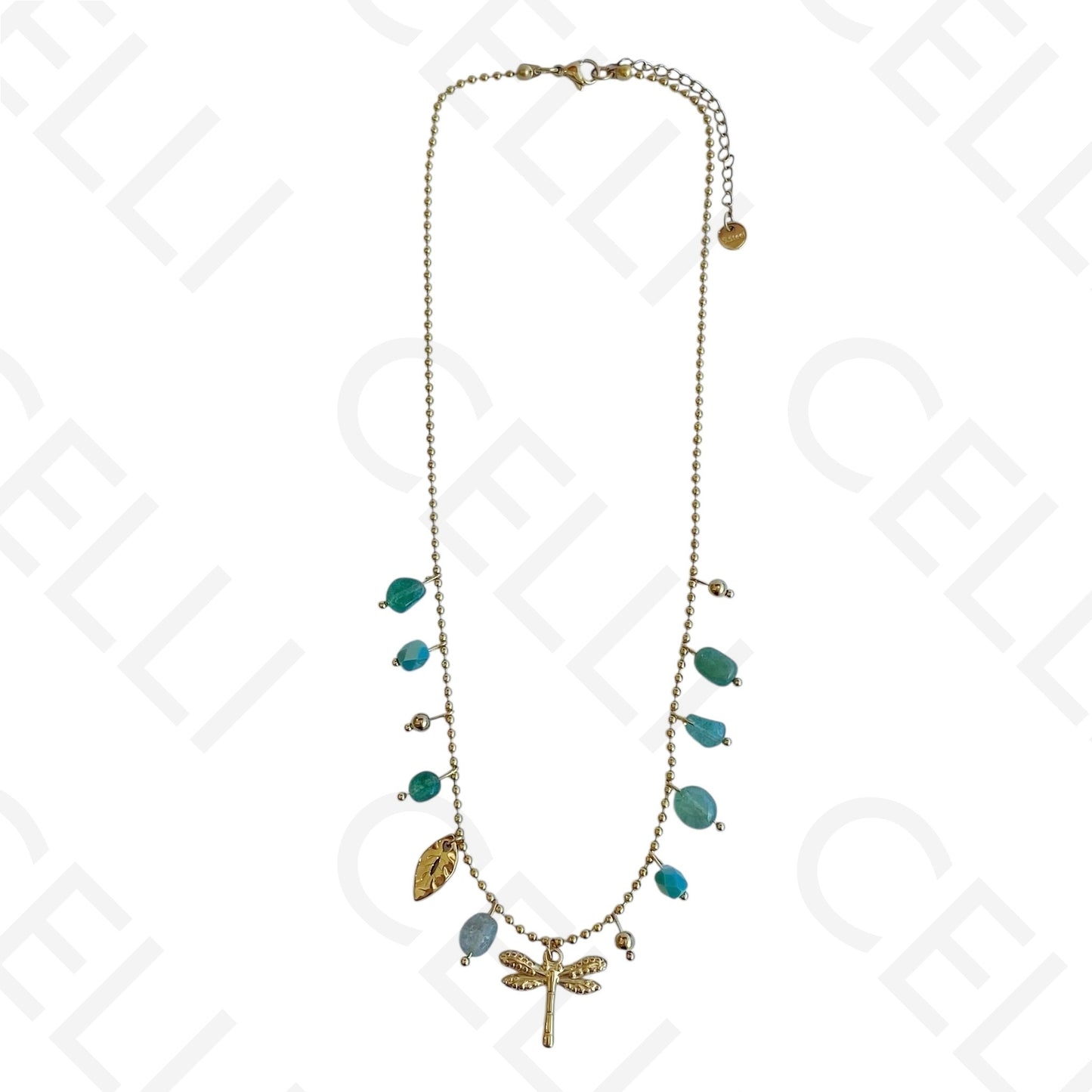 Collar de acero - piedras de colores, libélula