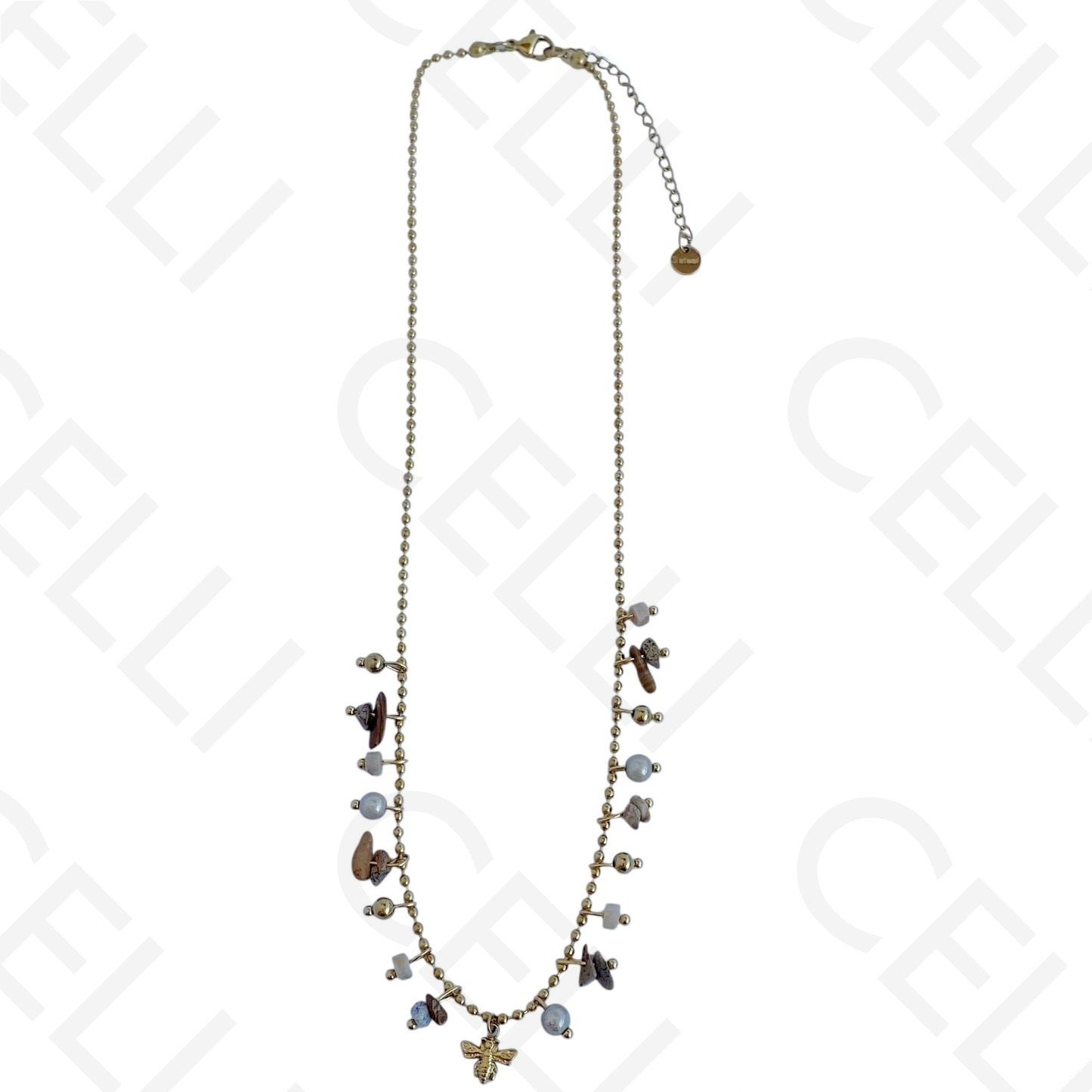 钢制项链 - 宝石，蜜蜂