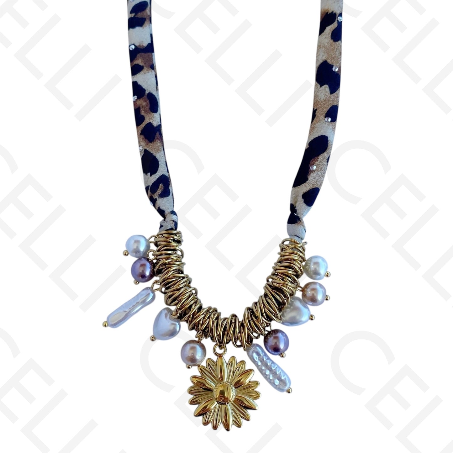 Collar de acero - tejido de tigresa, flor