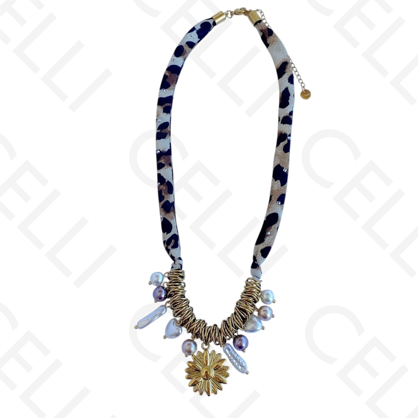 Collar de acero - tejido de tigresa, flor