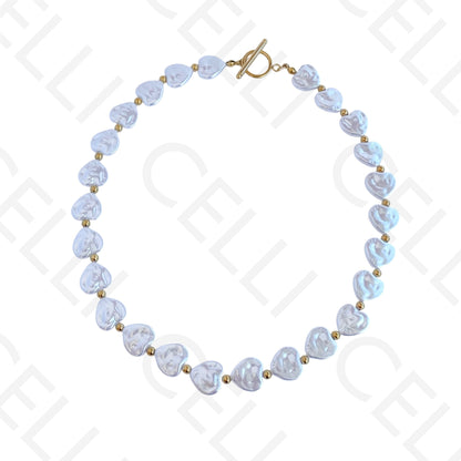 不锈钢项链 - 珍珠心形