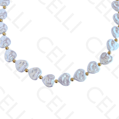 不锈钢项链 - 珍珠心形