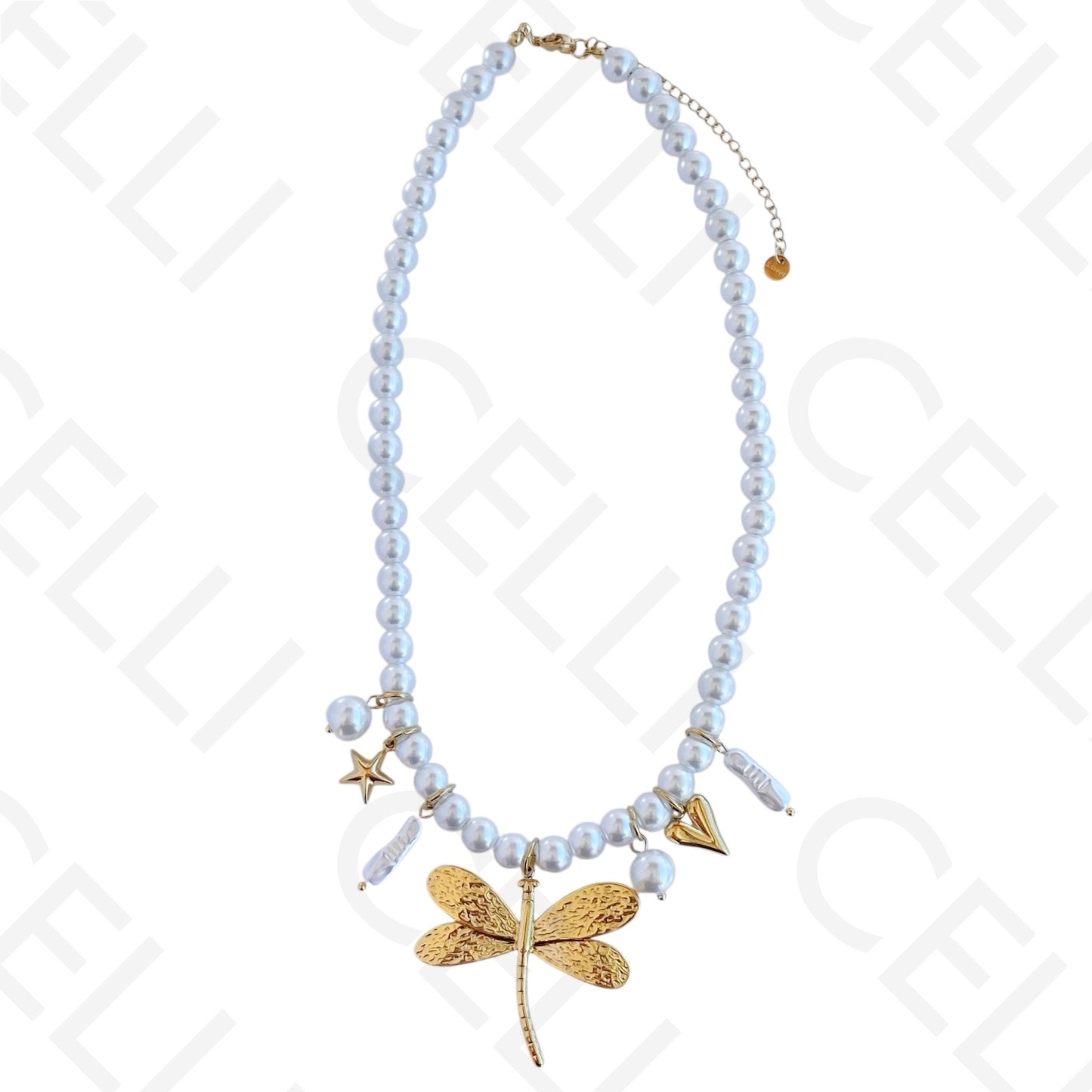 不锈钢项链 - 圆形珍珠带吊坠