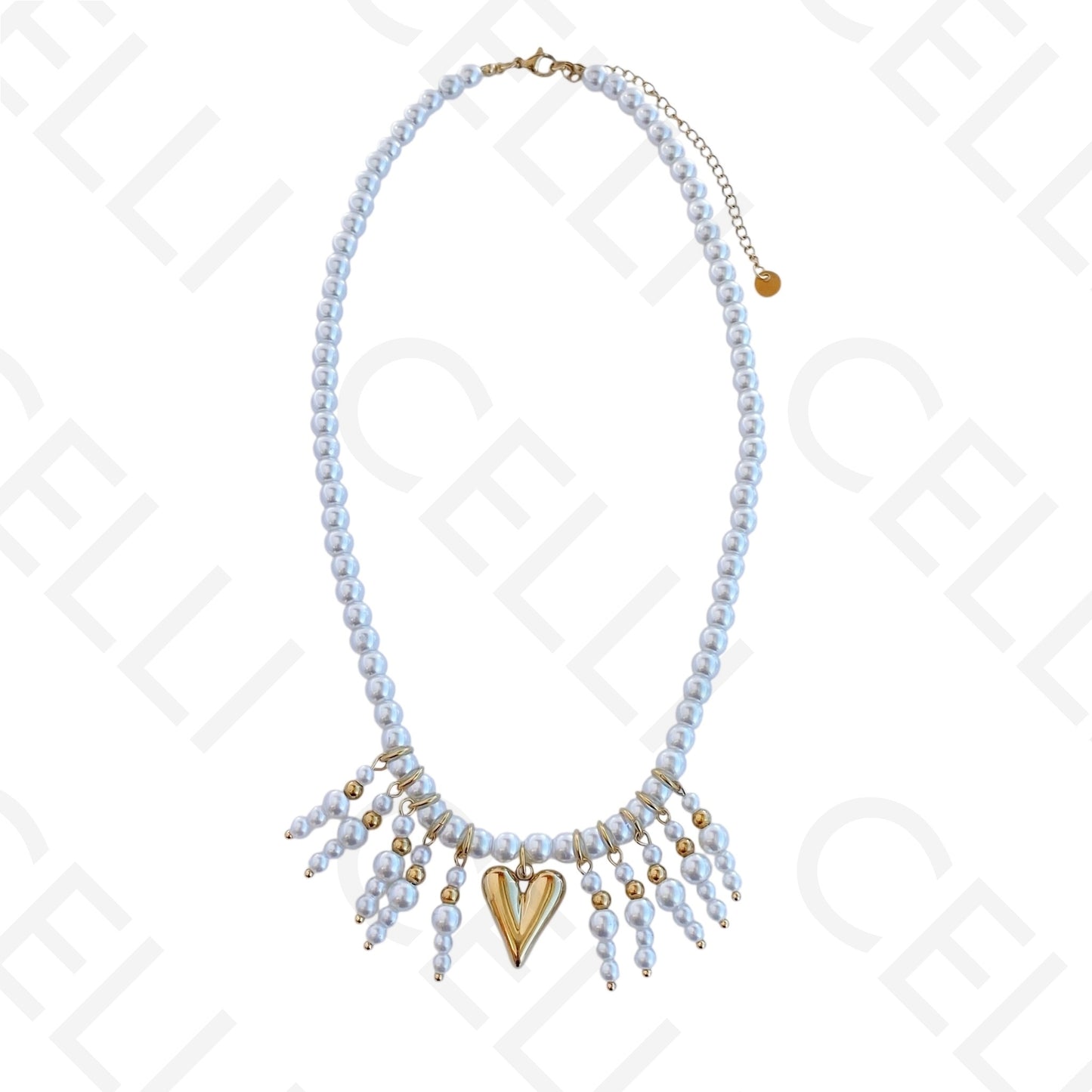 不锈钢项链 - 圆形珍珠带吊坠