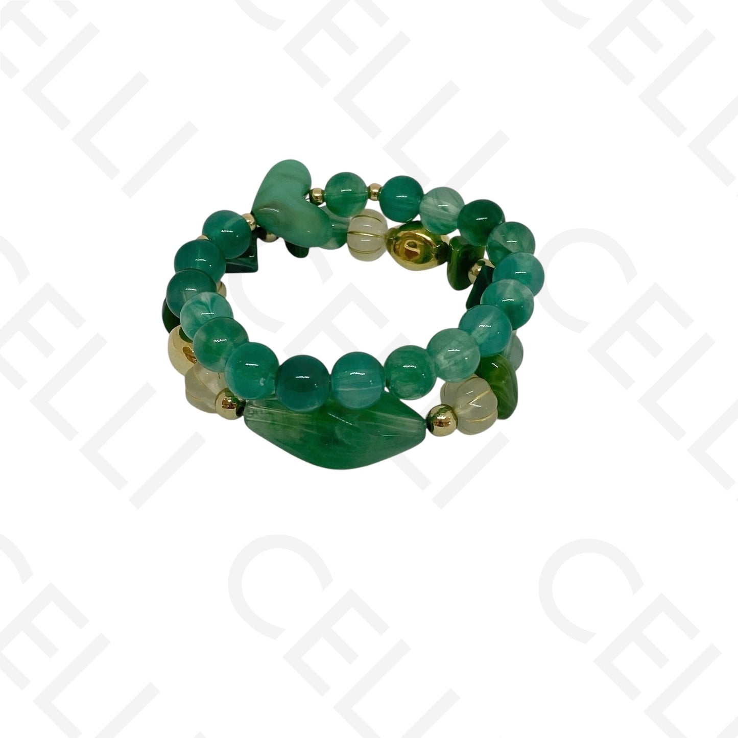 Pulseira de Moda Elástica- Resina (conjunto de 2)