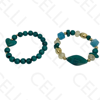 Pulseira de Moda Elástica- Resina (conjunto de 2)